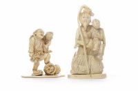 Lot 817 - TWO EARLY 20TH CENTURY JAPANESE IVORY CARVED...