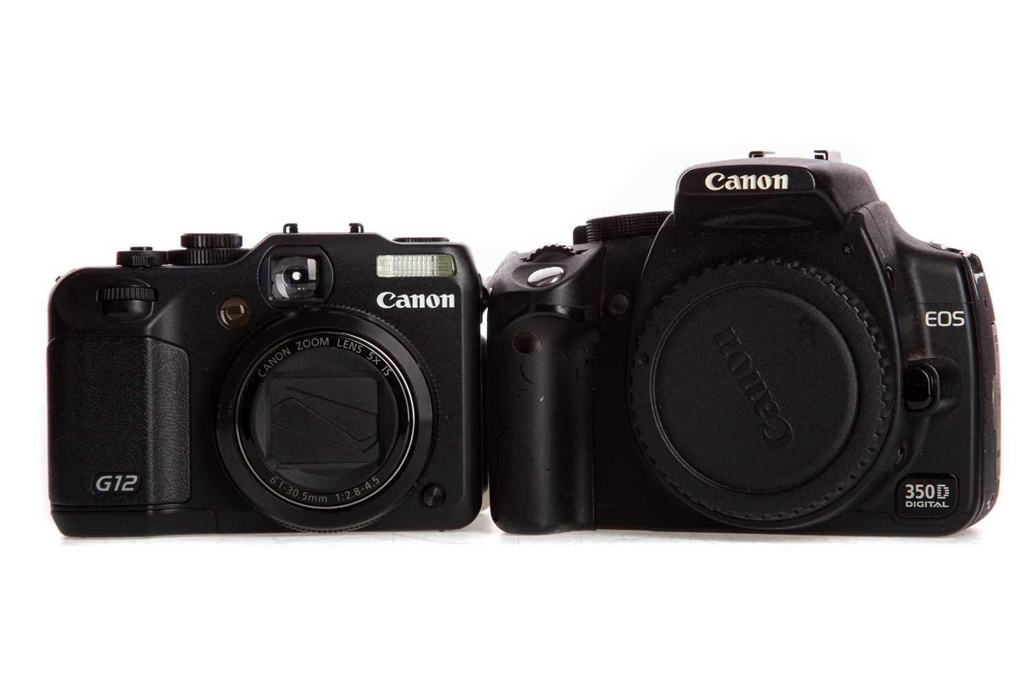 Lot 653 - A CANON G12 DIGITAL CAMERA AND A CANON EOS 350D DIGITAL CAMERA