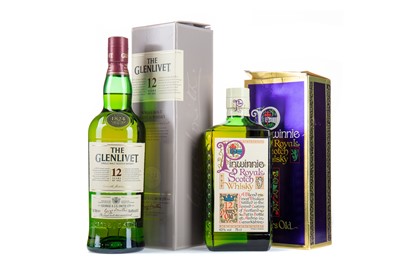 Lot 140 - GLENLIVET 12 YEAR OLD AND PINWINNIE ROYALE 12 YEAR OLD 75CL