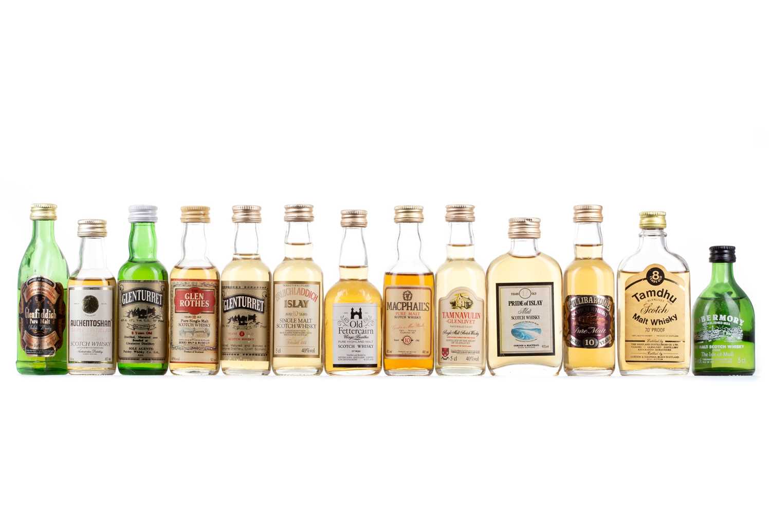 Lot 146 - 20 ASSORTED WHISKY MINIATURES - INCLUDING BALVENIE 10 YEAR OLD FOUNDER'S RESERVE COGNAC BOTTLE