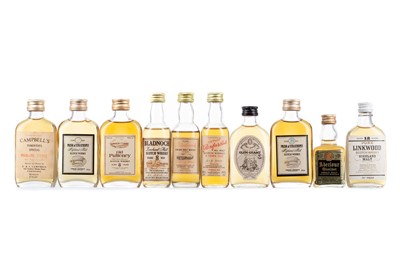 Lot 149 - 10 ASSORTED WHISKY MINIATURES - INCLUDING GLENFARCLAS 8 YEAR OLD 105° PROOF