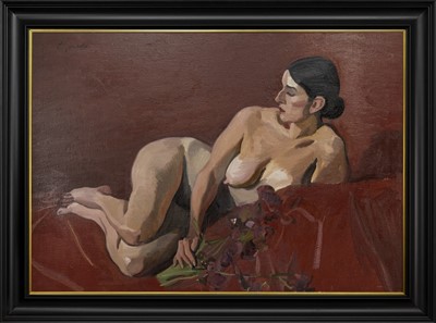Lot 20 - ODALISQUE, AN OIL BY ALEXANDER GOUDIE