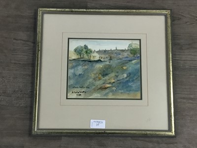 Lot 37 - COTTAGES, A WATERCOLOUR BY ENID FOOTE WATTS