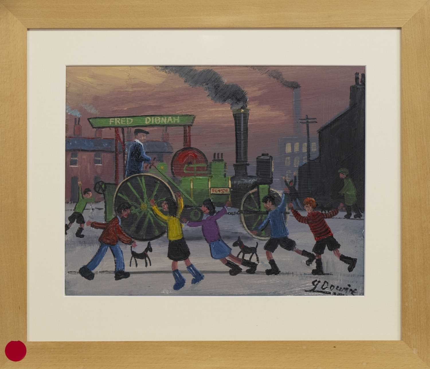 Lot 49 - FRED DIBNAH, AN OIL BY JAMES DOWNIE