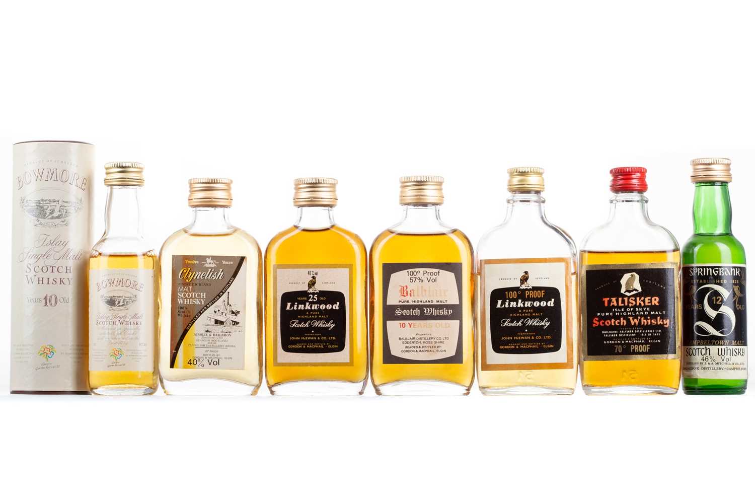 Lot 181 - 7 ASSORTED WHISKY MINIATURES - INCLUDING SPRINGBANK 12 YEAR OLD