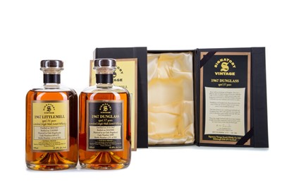 Lot 235 - LITTLEMILL 1967 36 YEAR OLD AND DUNGLASS 1967 37 YEAR OLD SIGNATORY SET (2 X 50CL)