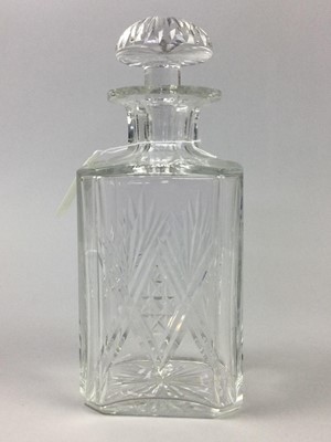 Lot 200 - A CRYSTAL DECANTER WITH STOPPER AND OTHER CRYSTAL ITEMS