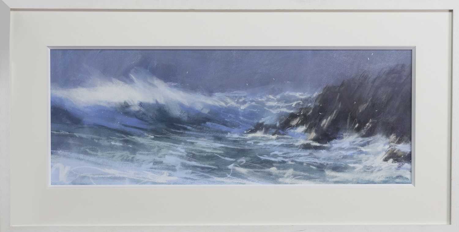Lot 67 - BREAKERS OFF THE POINT, A PASTEL BY JAMES BARTHOLOMEW