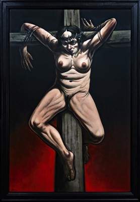 Lot 70 - THE CRUCIFIXION, AN OIL BY PETER HOWSON