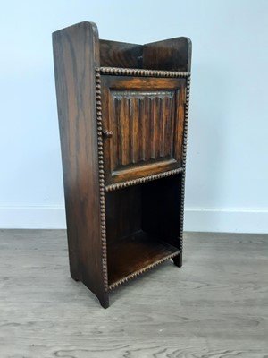 Lot 250 - AN OAK CUPBOARD AND A MAHOGANY RECORD BOX