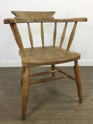 Lot 186 - A VICTORIAN SMOKERS BOW ELBOW CHAIR