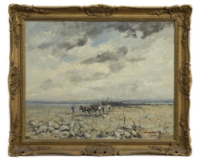 Lot 103 - GATHERING SEAWEED, AN OIL BY WILLIAM NORMAN GAUNT