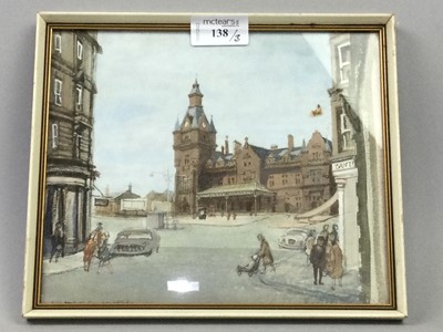 Lot 138 - A PAIR OF WATERCOLOUR STREET SCENES OF OLD DUNDEE, AND A CHINESE SCREEN