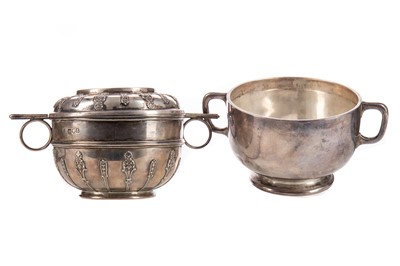 Lot 33 - A VICTORIAN SILVER PORRINGER AND COVER, ALONG WITH ANOTHER