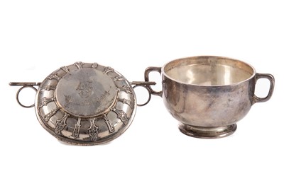Lot 33 - A VICTORIAN SILVER PORRINGER AND COVER, ALONG WITH ANOTHER