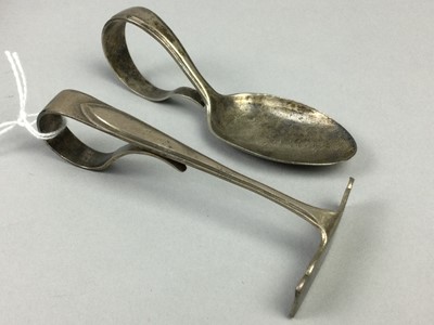 Lot 257 - A CHRISTENING SILVER SPOON AND PUSHER SET AND ANOTHER