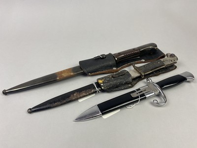 Lot 265 - A GERMAN WWII K98 BAYONET ALONG WITH TWO REPRODUCTION BAYONETS