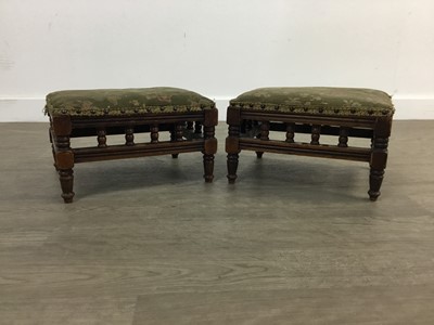 Lot 812 - A PAIR OF LATE 19TH / EARLY 20TH CENTURY STAINED WOOD FOOTSTOOLS