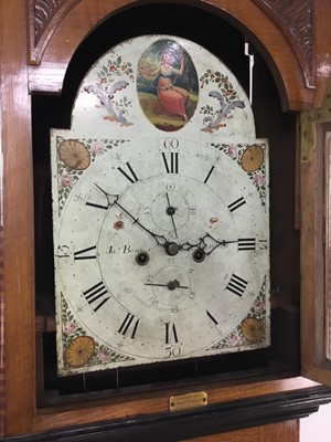 Lot 697 - A 19TH CENTURY EIGHT DAY OAK, INLAID AND PARQUETRY LONGCASE CLOCK