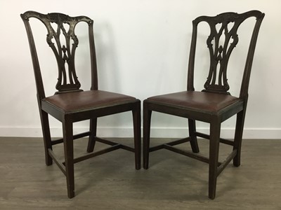 Lot 813 - A SET OF SIX 19TH CENTURY MAHOGANY CHIPPENDALE-STYLE DINING CHAIRS