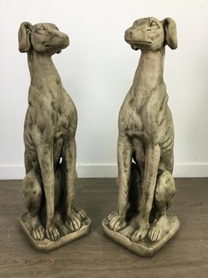Lot 75A - A PAIR OF LATE 20TH CENTURY GARDEN GREYHOUND DOG STATUES