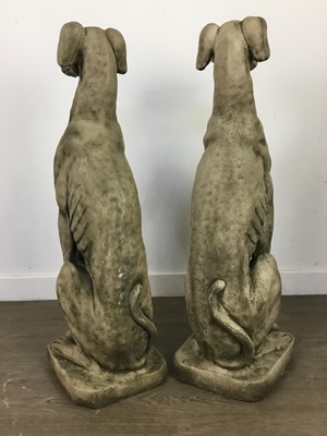 Lot 75 - A PAIR OF LATE 20TH CENTURY GARDEN GREYHOUND DOG STATUES