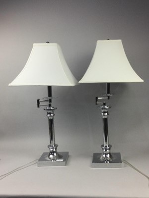 Lot 151 - A PAIR OF CONTEMPORARY CHROME TABLE LAMPS