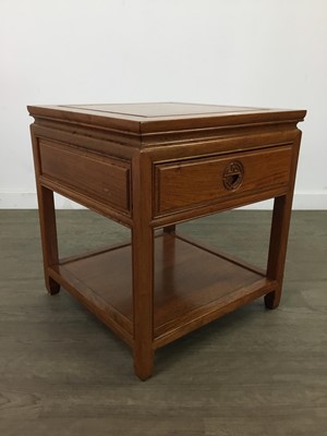 Lot 153 - A PAIR OF CHINESE HARDWOOD LAMP TABLES