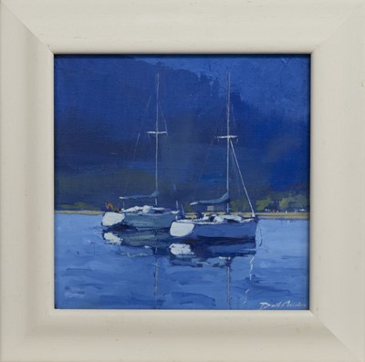 Lot 136 - TWO SAILBOATS, AN OIL BY DAVID MORRISON