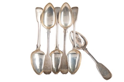 Lot 45 - A SET OF SIX 19TH CENTURY RUSSIAN SILVER TABLE SPOONS