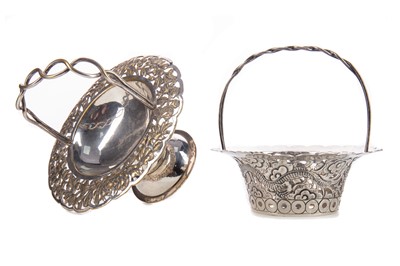 Lot 1066 - A CHINESE SILVER SWEETMEAT BASKET BY WANG HING AND ANOTHER