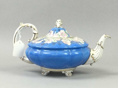 Lot 279 - A ROYAL STAFFORD TEA POT, SUGAR BOWL AND CREAM, LIMOGES CERAMICS AND A BAG