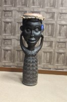 Lot 897 - EARLY 20TH CENTURY AFRICAN FLOOR STANDING DRUM...