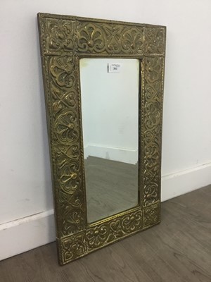 Lot 301 - A BRASS ARTS AND CRAFTS MIRROR