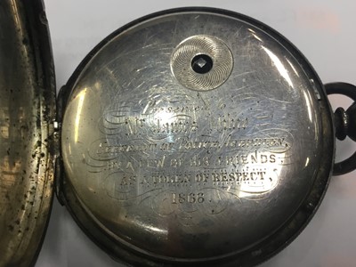 Lot 328 - A VICTORIAN SILVER POCKET WATCH, TIMEX WATCH, CUFFLINKS AND PINS