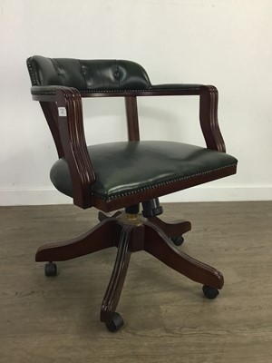 Lot 319 - A REPRODUCTION MAHOGANY SWIVEL CHAIR AND ANOTHER CHAIR