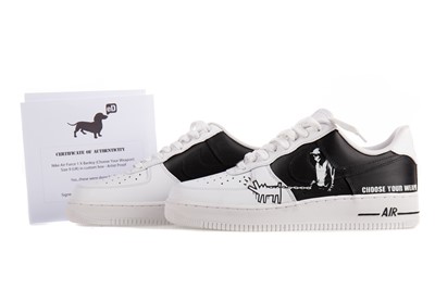 Lot 105 - NIKE AIRFORCE 1 X BANKSY 'CHOOSE YOUR WEAPON', ED