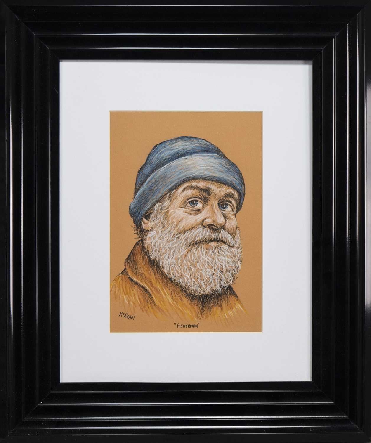 Lot 151 - FISHERMAN, A PASTEL BY GRAHAM MCKEAN