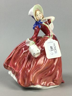 Lot 402 - A ROYAL DOULTON FIGURE OF 'AUTUMN BREEZES' AND SIX OTHERS