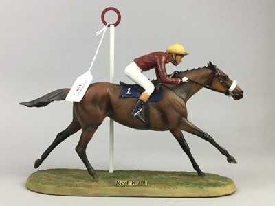 Lot 468 - A DANBURY MINT FIGURE OF 'RED RUM' ALONG WITH ANOTHER CERAMIC HORSE FIGURE