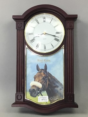 Lot 471 - RACING HORSE INTEREST GROUP INCLUDING A WALL CLOCK AND MUGS