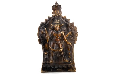 Lot 111 - A NORTH INDIAN BRONZE TRAVELLING DEVOTIONAL VISHNU PLAQUE