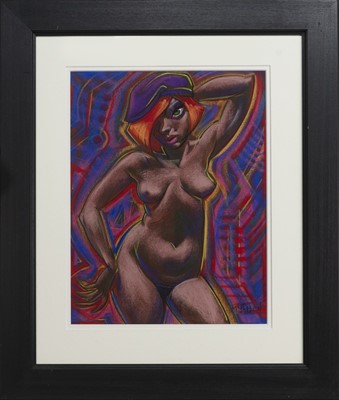 Lot 160 - NUDE WITH HAT, A PASTEL BY FRANK MCFADDEN