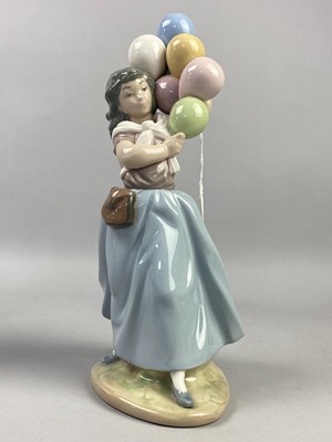 Lot 404 - A LLADRO FIGURE OF A GIRL FEEDING A LAMB AND OTHER FIGURES