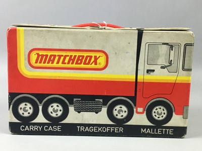 Lot 407 - A MATCHBOX CARRY CASE WITH MODEL VEHICLES