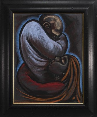 Lot 171 - MOTHER AND CHILD, A PASTEL BY FRANK MCFADDEN