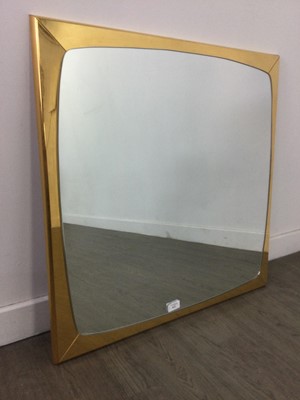 Lot 422 - A BRASS FRAMED WALL MIRROR