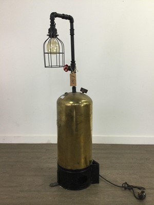 Lot 426 - A COLIBRI-LEO BRASS INDUSTRIAL CONVERTED FLOOR LAMP