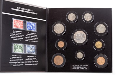 Lot 68 - THE QUEEN ELIZABETH II 1953 CORONATION COIN AND STAMP SET