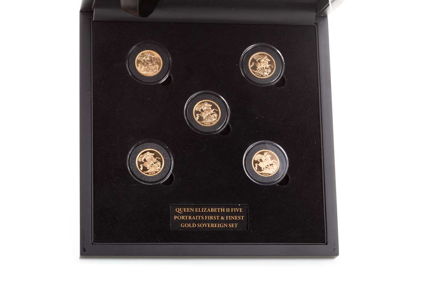 Lot 70 - THE QUEEN ELIZABETH II FIVE PORTRAITS FIRST AND FINEST GOLD SOVEREIGN SET
